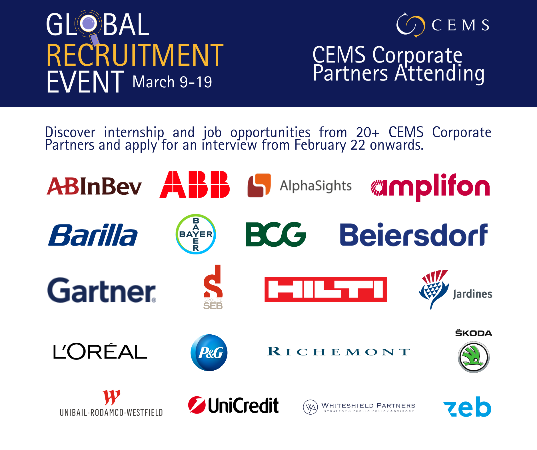 CEMS Corporate Partners participating in the event