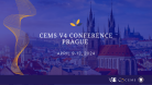 This is a banner of the CEMS V4 Conference. It represents a picture of Prague, with a deep blue filter, the CEMS logo, VSE logo and the CEMS Club Conference logo.