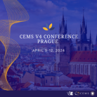 This is a logo of CEMS V4 Conference. It is a picture of Prague, with a deep blue filter and the title, date and the logos of VSE, CEMS Club Prague and CEMS.