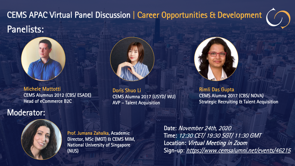 CEMS APAC Virtual Panel Discussion: Career Opportunities & Development