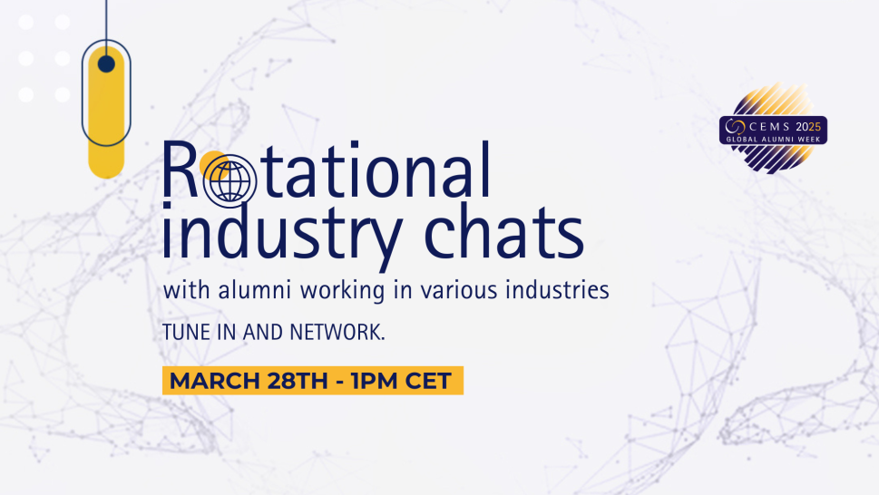 This is a grey and white background with yellow and blue text, indicating the important dates of this event. It includes two hands in dotted connecting around a world (in dots). 